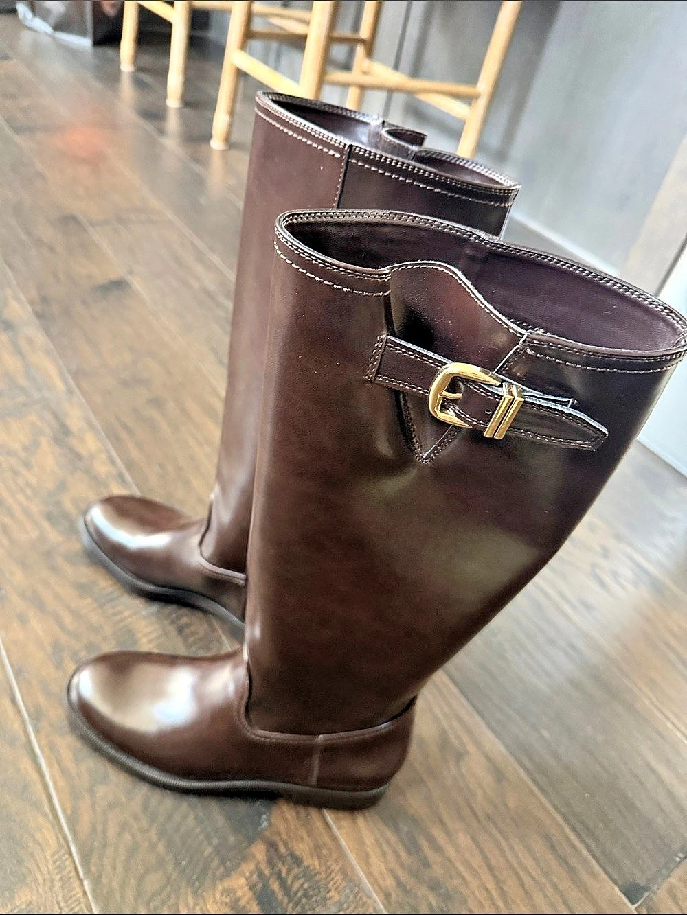 Zara Brown Tall Buckle Boots